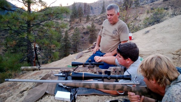 Jim the Plumber (rear) coaches Kyle (middle) on the 6.5x47 wile Ron (front) sights with his 300 Win Mag