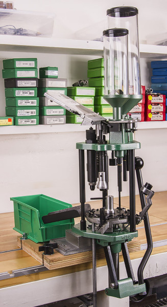 RCBS Grand shotshell reloading press mounted on bench - Image copyright 2014 Ultimate Reloader